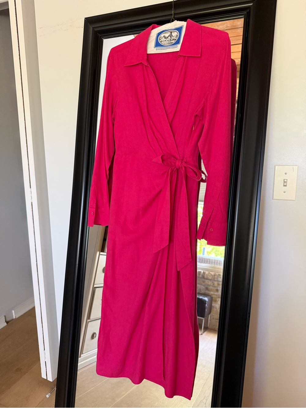 Mango Fuchsia Wrap Midi Dress